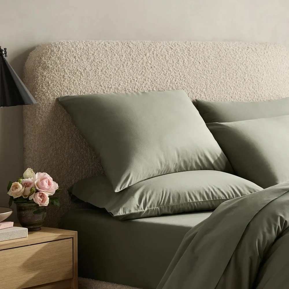 Quince Classic Organic Percale King Sham Set in Aloe